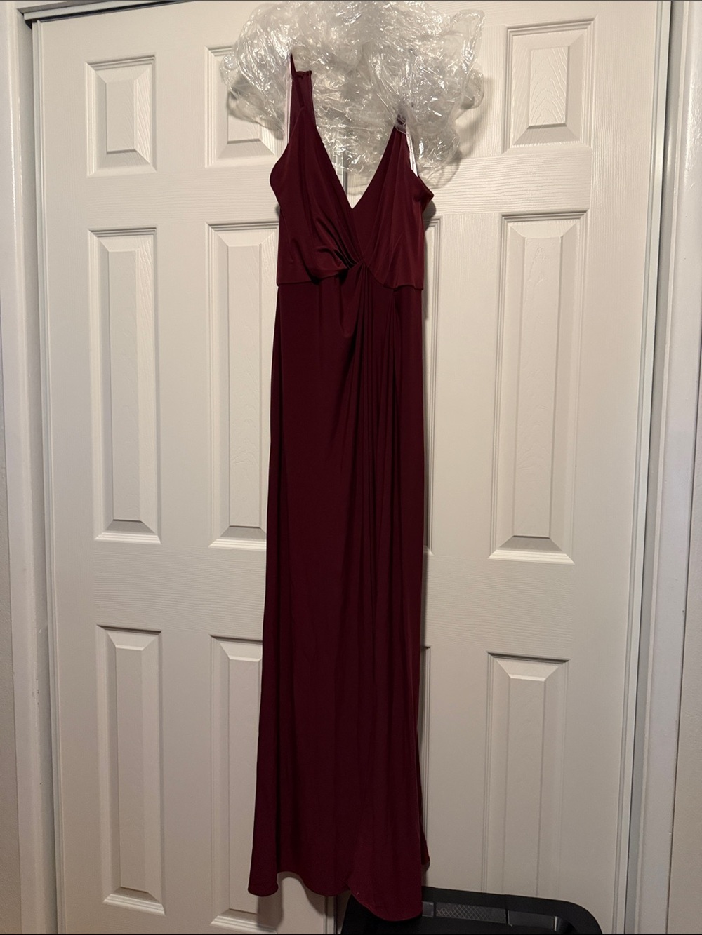 Sleeveless Twist-Front Maxi Dress in Burgundy